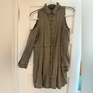 Express Olive Green Cold Shoulder Top
